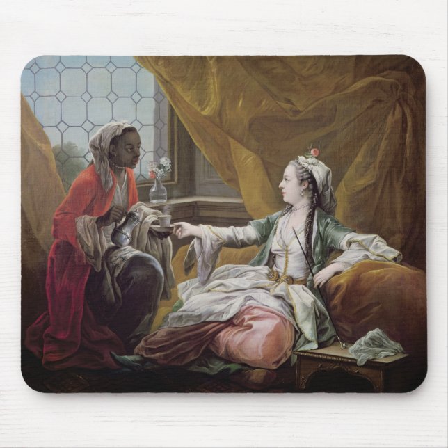 Sultana being offered coffee by a servant mouse pad (Front)