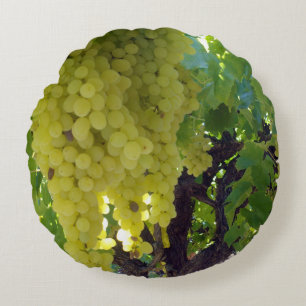 Sultana Grapes On A Grape Vine, Round Pillow