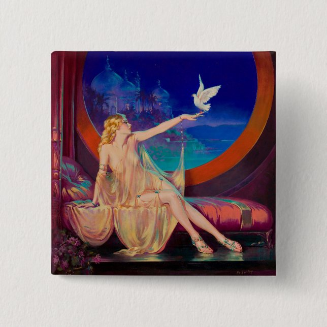 Sultana the Arabian Sultan's Concubine 1925 2 Inch Square Button (Front)