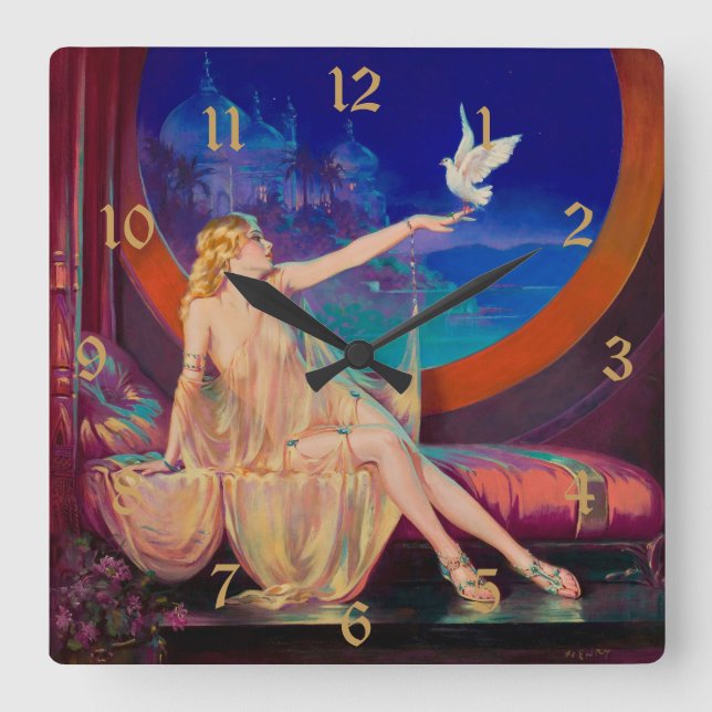 Sultana the Arabian Sultan's Concubine 1925 Square Wall Clock (Front)