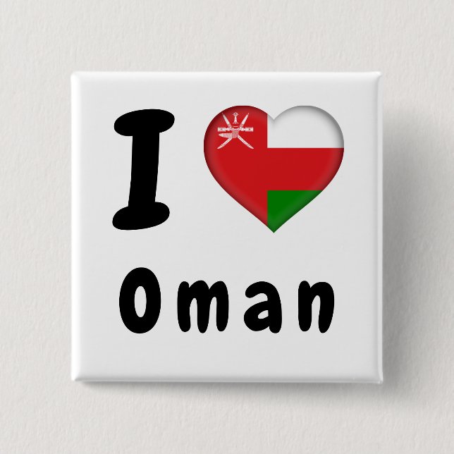 Sultanate of Oman Flag 2 Inch Square Button (Front)