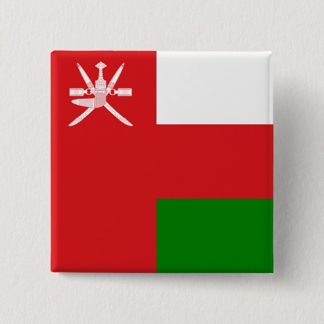 Sultanate of Oman Flag 2 Inch Square Button (Front)