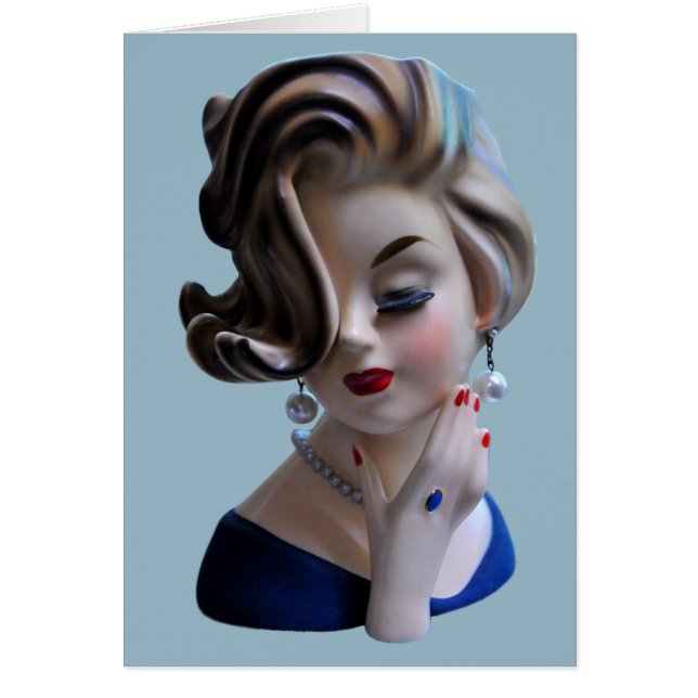 Sultry Lady Diva Manicure Head Vase Carte de voeux (Devant)