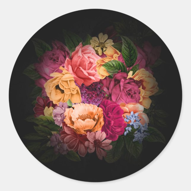 Sultry Nights Floral ID829 Classic Round Sticker (Front)