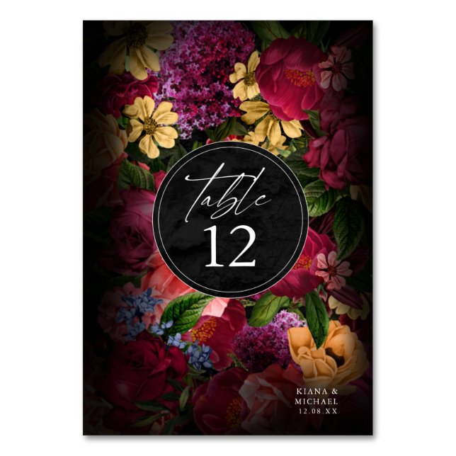 Sultry Nights Floral Mariage ID829 Numéro de table (Par défaut)