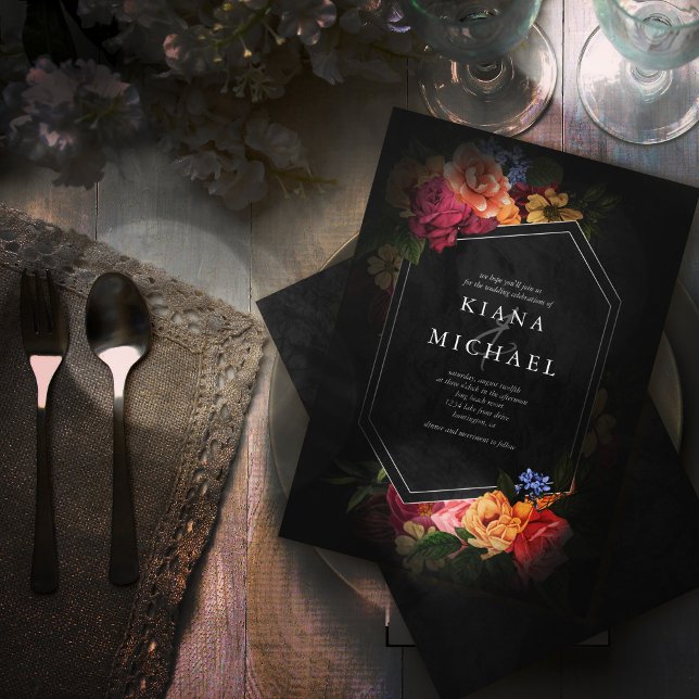 Sultry Nights Floral Wedding ID829 Invitation (Creator Uploaded)