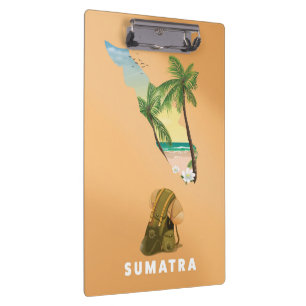 Sumatra illustrated map travel poster clipboard