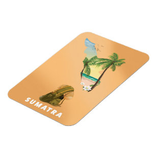 Sumatra illustrated map travel poster magnet