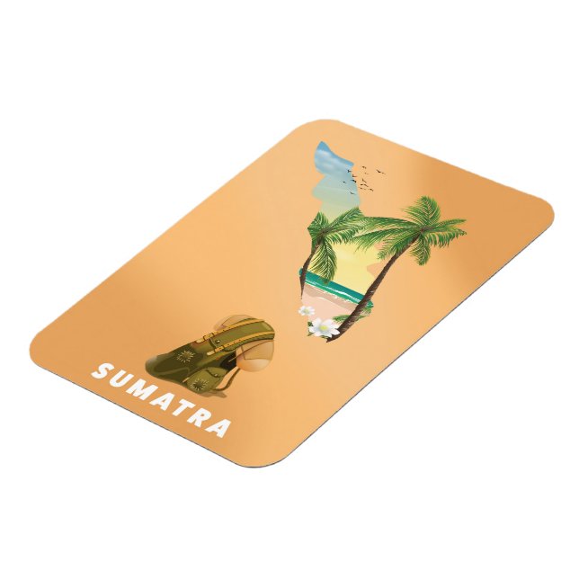 Sumatra illustrated map travel poster magnet (Left Side)