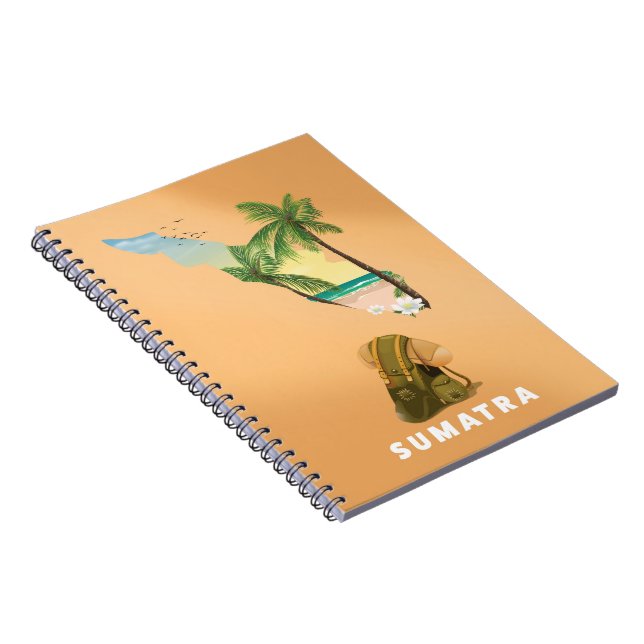 Sumatra illustrated map travel poster notebook (Right Side)