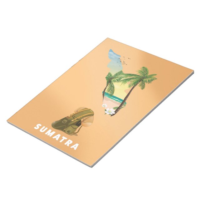 Sumatra illustrated map travel poster notepad (Angled)