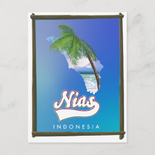 Sumba Island Indonesia travel map Invitation Postcard