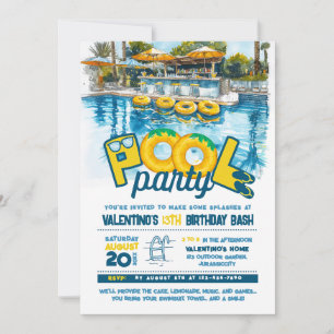 Sumer Pool Party Birthday Invitation