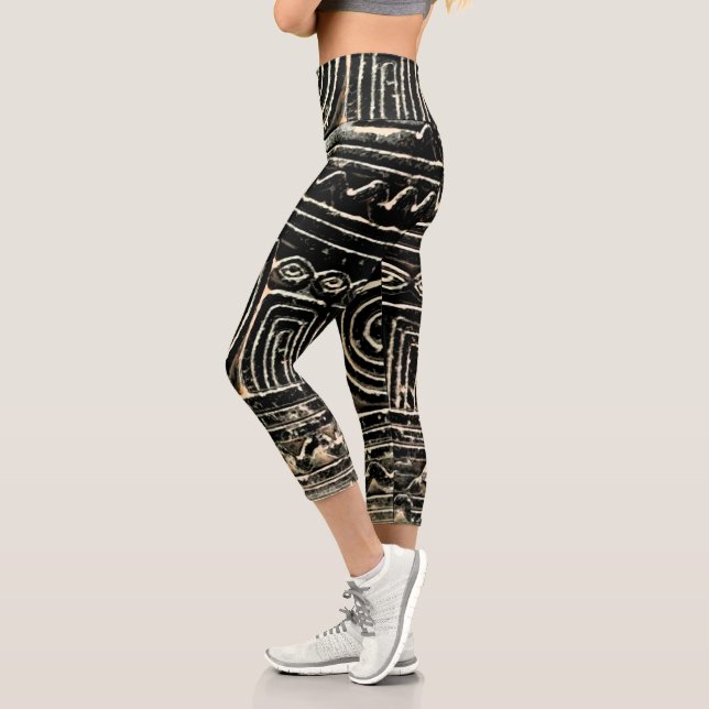 Sumerian Mesopotamian Pattern Capri Leggings (Left)
