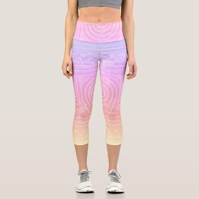 Sumerian Mesopotamian Pattern Pink Capri Leggings (Front)