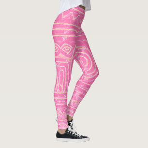 Sumerian Mesopotamian Pattern Pink Leggings