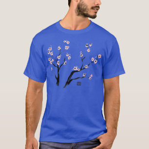 Sumi E Cherry Blossoms Sakura Kawaii Japanese Art T-Shirt