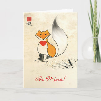Sumi-e Fox Valentine Greeting Card