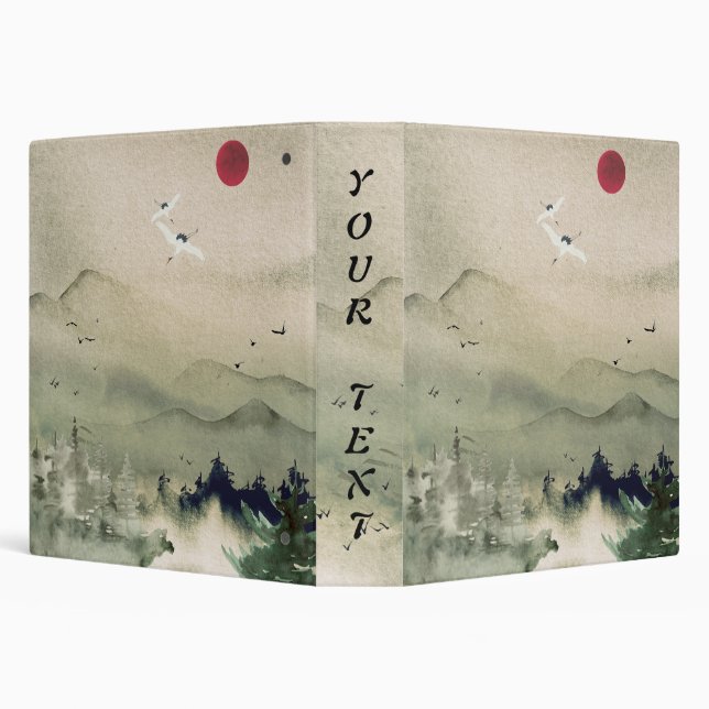Sumi-e Japanese Watercolor Ink Landscape Asian Binder (Background)
