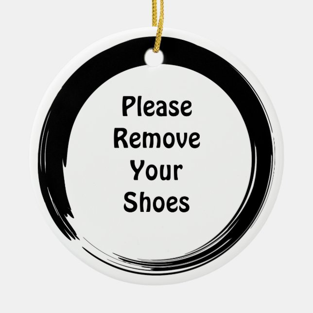 Sumi Open Circle Door Hanger Ceramic Ornament (Front)