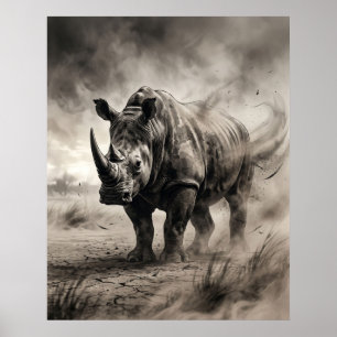 Sumi Rhino Dust Storm Poster