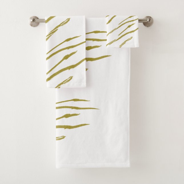 Sumi Tiger Stripes faux gold towel set (Insitu)