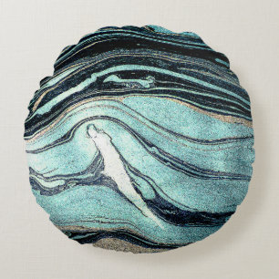 Suminagashi, Japanese Marbling Art. Round Pillow