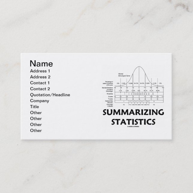 Summarizing Statistics (Bell Curve Distribution) Business Card (Front)