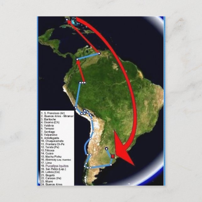 Summary Description Espa?ol: Map of the first voya Postcard (Front)