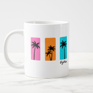 Summer 1980s Palm Tree Vintage Vibes Large Coffee Mug