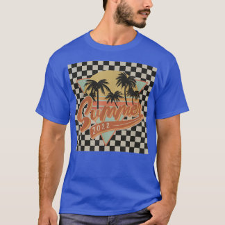 Summer 2022 retro vintage chequerboard beach vacat T-Shirt