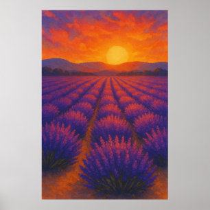 Summer 3, Sunset Over Lavender, Seasonal Print