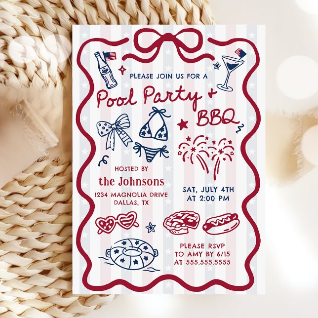 Summer 4th of July BBQ & Pool Party Invitation (Creator Uploaded)