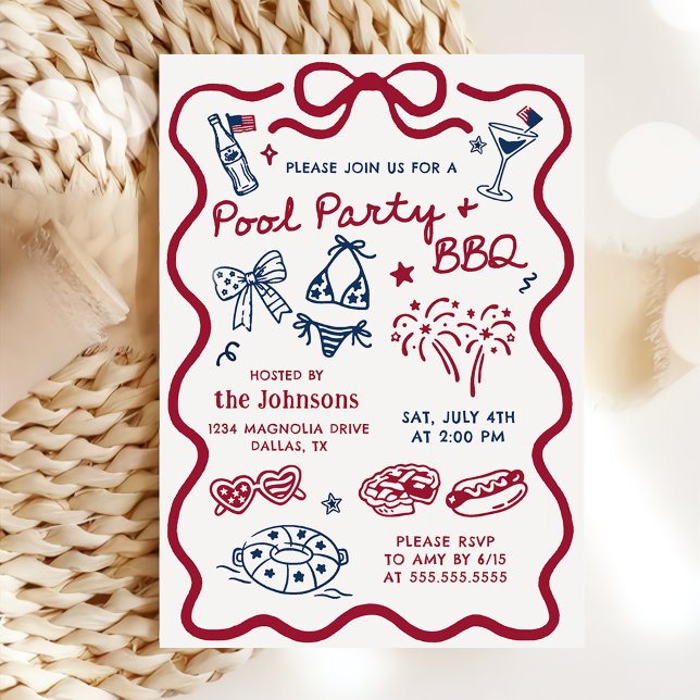 Summer 4th of July BBQ & Pool Party Invitation (Creator Uploaded)