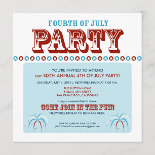 Summer 4th of July Party/Cookout Invitation