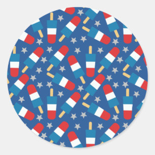 Summer 4th of July Patriotic Popsicles Classic Round Sticker