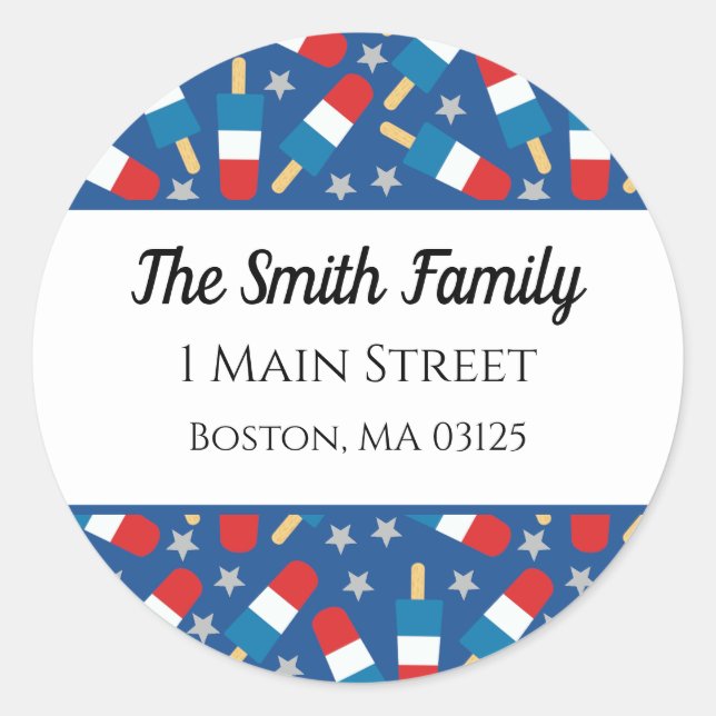 Summer 4th of July Patriotic Popsicles Classic Round Sticker (Front)