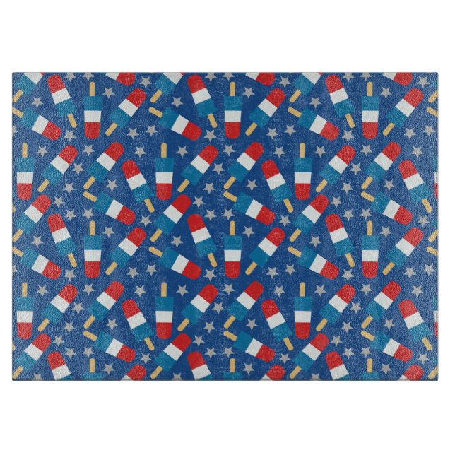Summer 4th of July Patriotic Popsicles Cutting Board (Front)