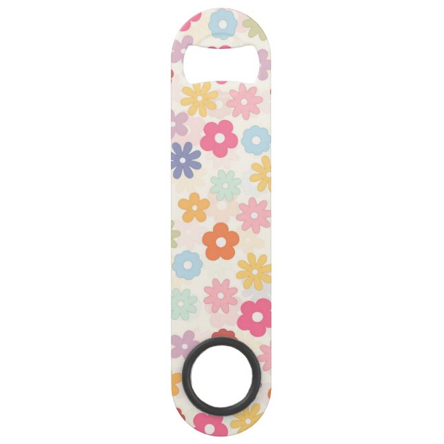 Summer 70’s Boho Retro Daisy Flowers Bar Key (Front)