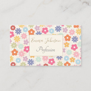 Summer 70’s Boho Retro Daisy Flowers Business Card