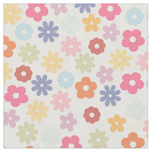 Summer 70’s Boho Retro Daisy Flowers Fabric