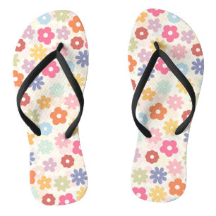 Summer 70’s Boho Retro Daisy Flowers Flip Flops