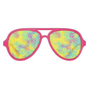 Summer abstract Colourful fun Watercolor splatters Aviator Sunglasses