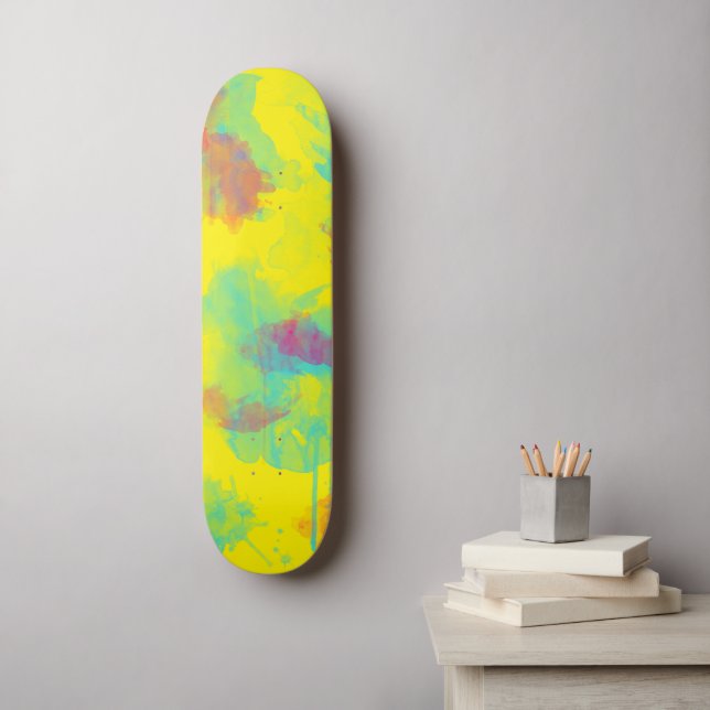 Summer abstract Colourful fun Watercolor splatters Skateboard (Wall Art)