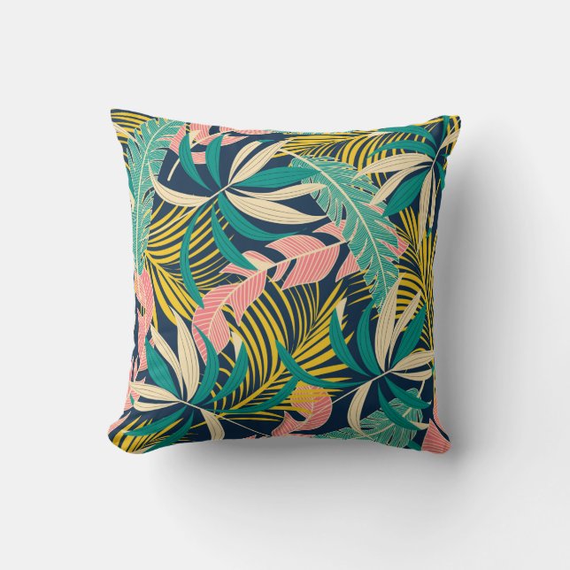 Summer abstract seamless pattern with colorful tro throw pillow (Front)