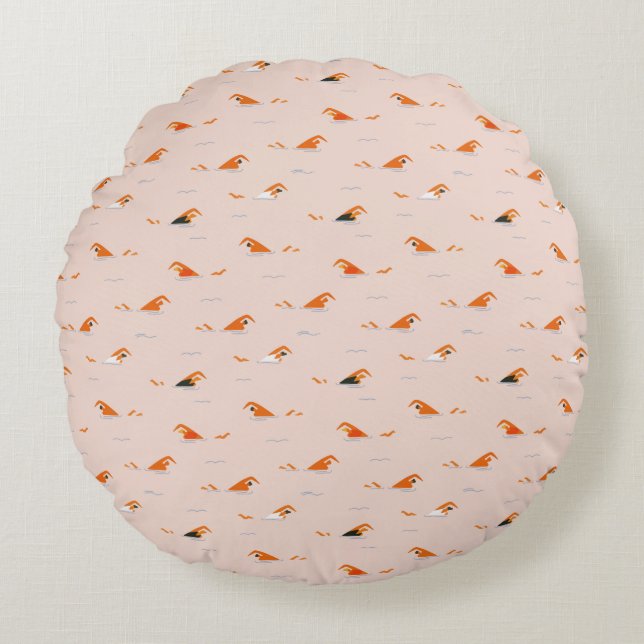 Summer Abstract Swimming Lanes Pool  Round Pillow (Front)
