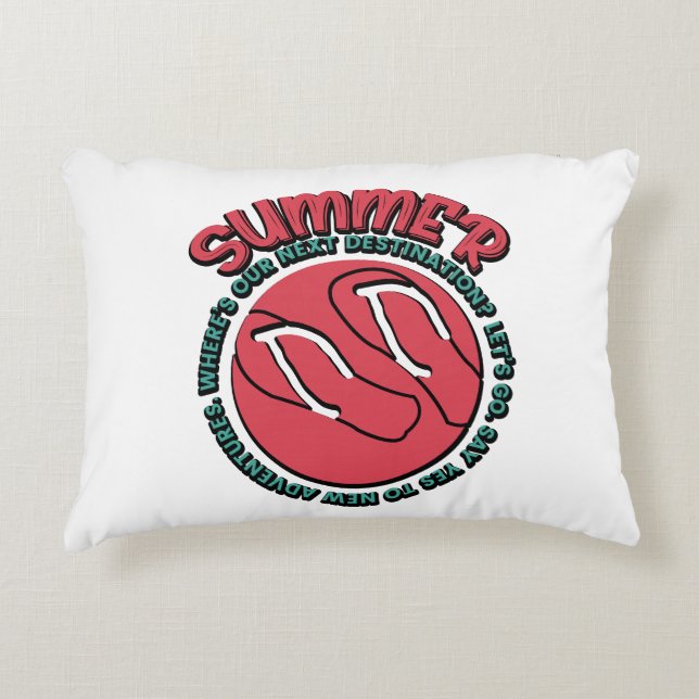 Summer Adventure | Flip-Flops & Travel-Inspired Accent Pillow (Front)