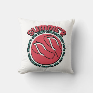 Summer Adventure Flip-Flops & Travel-Inspired Throw Pillow
