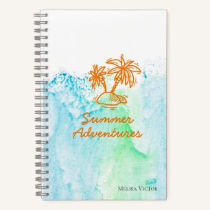 Summer Adventures Palm Tree Customisable Summer Notebook