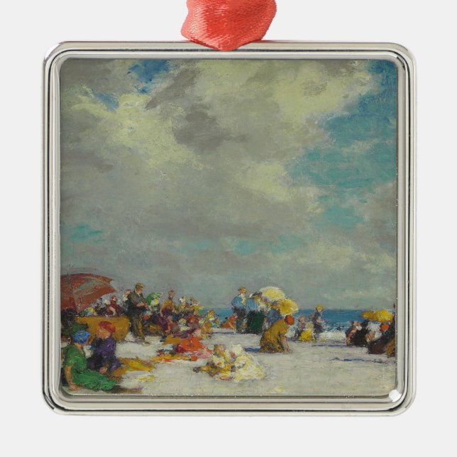 Summer Afternoon on the Beach (by E.H. Potthast) Metal Ornament (Front)